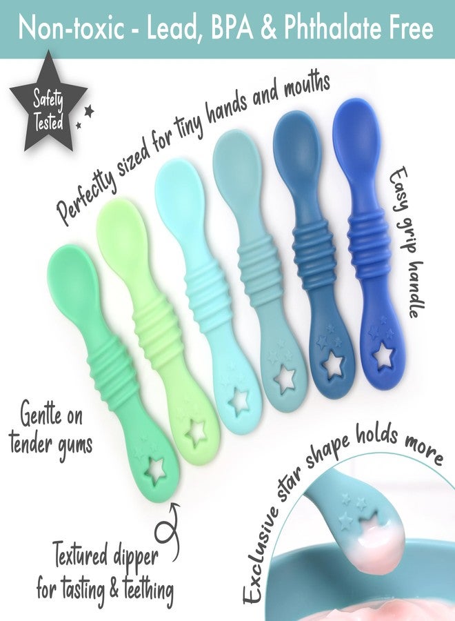 PrimaStella Little Dippers - First Stage Silicone Baby Spoon 6 Pack (Seaside Palette) - Image 2